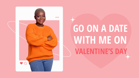 Invitation to Valentine's Day date with African American Youtube Thumbnail tervezősablon