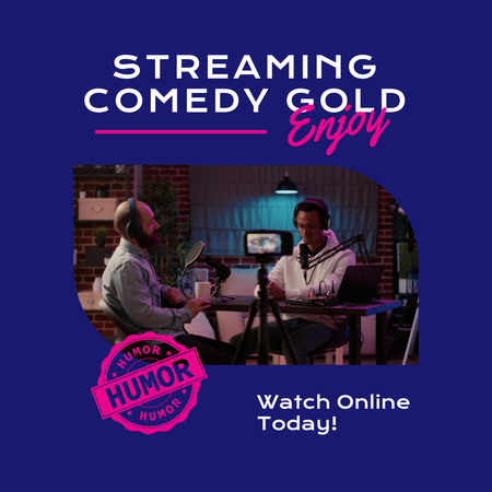 Streaming Comedy Show Online Announcement Animated Post Design Template