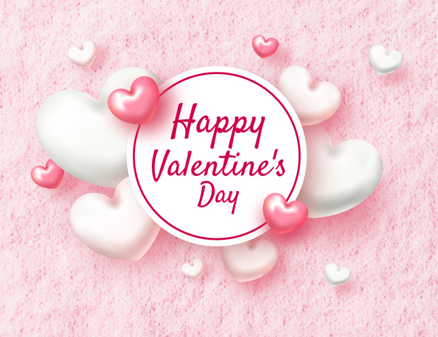 Charming Valentine's Day Message With Hearts Thank You Card 5.5x4in Horizontal Šablona návrhu