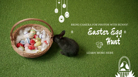 Caça aos ovos e fotos com coelho para a Páscoa Full HD video Modelo de Design