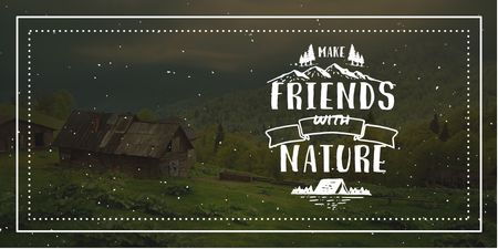 Nature Quote with Scenic Mountain View Twitter Design Template