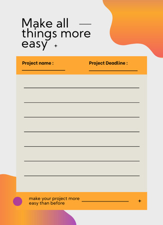 Project management trendy bright Notepad 4x5.5in Design Template