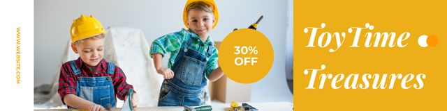 Designvorlage Cute Little Boys in Builder Costumes für Twitter