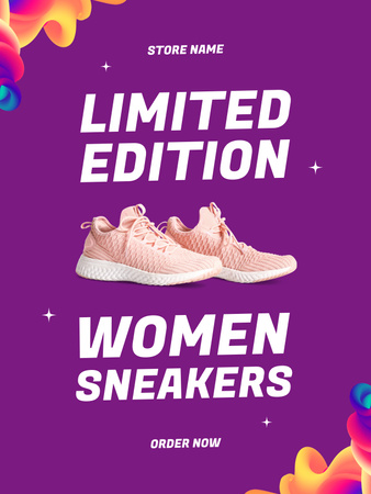Plantilla de diseño de Edición limitada de zapatillas de running para mujer Poster US 