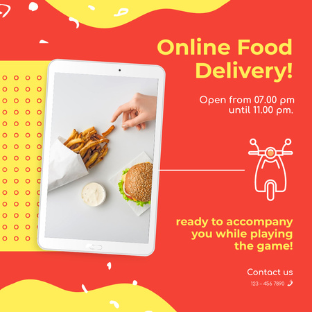 Online Food Delivery Service Instagram AD Design Template