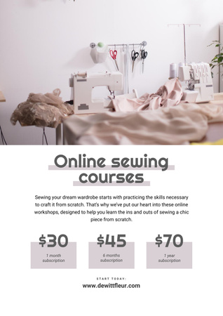 Designvorlage Online Sewing courses Annoucement für Poster