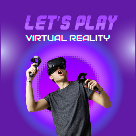Man in Virtual Reality Glasses Instagram Šablona návrhu