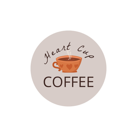 Cup with Hot Coffee in Grey Circle Logo 1080x1080px Design Template