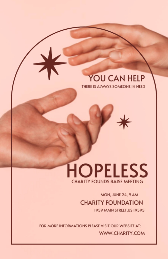 Plantilla de diseño de Charity Founds Raise Meeting With Hands in Pink Invitation 5.5x8.5in 