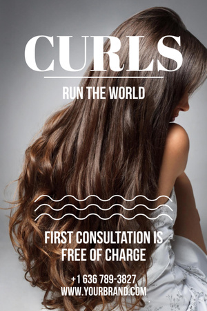 curls care συμβουλές με γυναίκα με λαμπερά μαλλιά Flyer 4x6in Πρότυπο σχεδίασης