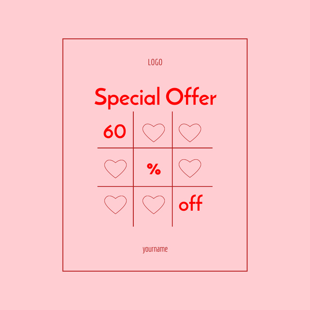 Special Offer Discounts for Valentine's Day on Pink Instagram AD Design Template