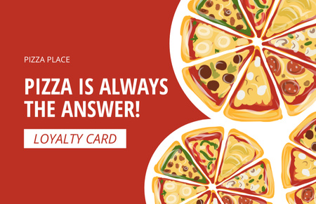 Pizza Place Red Loyalty Business Card 85x55mm – шаблон для дизайну