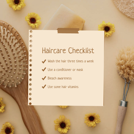 Haircare Checklist with Comb Instagram Design Template