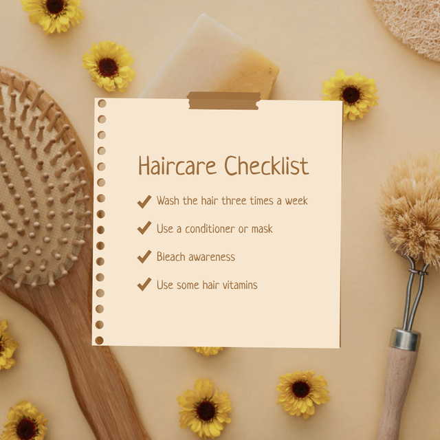 Haircare Checklist with Comb Instagram Šablona návrhu