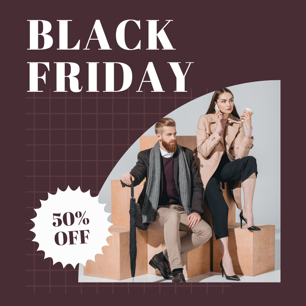 Modèle de visuel Black Friday Sale Stylish Couple - Instagram