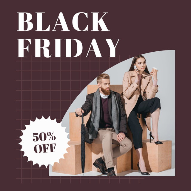 Black Friday Sale Stylish Couple Instagramデザインテンプレート