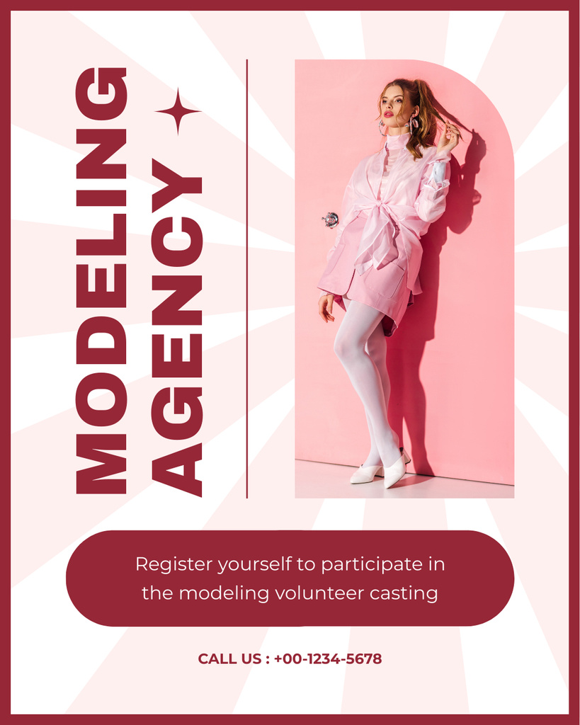 Stylish Model in Pink Outfit Instagram Post Vertical Design Template