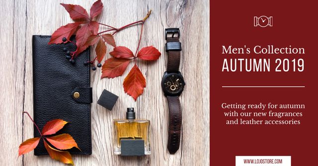 Plantilla de diseño de Autumnal Men's Collection Ad Leather Wallet Facebook AD 