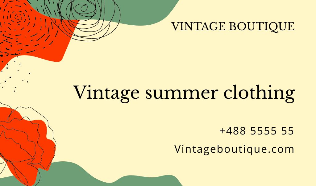 Designvorlage Vintage Summer Clothing für Business card