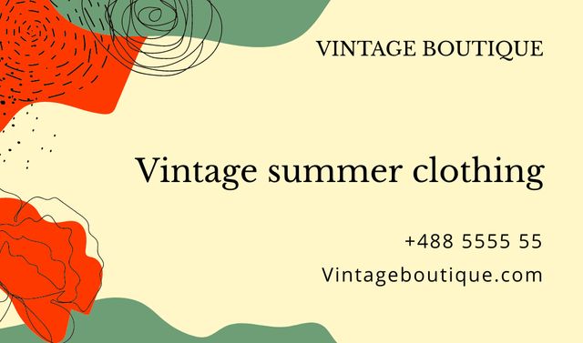 Vintage Summer Clothing Business card Design Template