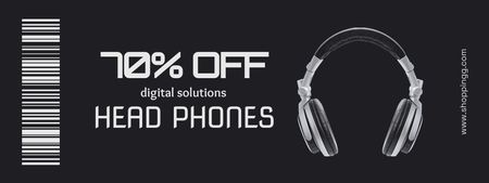 Headphones Sale Coupon in Black Coupon Design Template