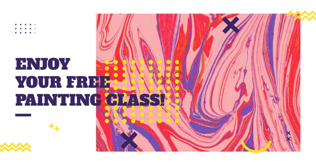 Free painting masterclasses Offer with bright Texture Facebook AD – шаблон для дизайну