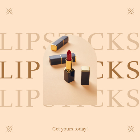 Modèle de visuel Annonce beauté avec offre de vente de rouges à lèvres - Instagram