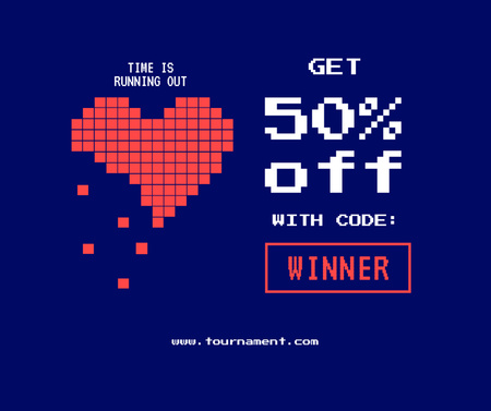 Discount Ad with Pixel Heart Facebook Design Template