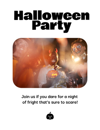Halloween's Party Announcement with People in Costumes Flyer 8.5x11in Design Template