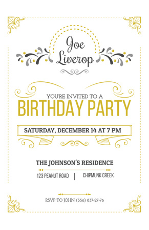 Birthday Party Invitation in Vintage Style Flyer 5.5x8.5in Design Template