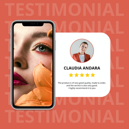 Client's Testimonial for Beauty Product Orange Instagram Design Template