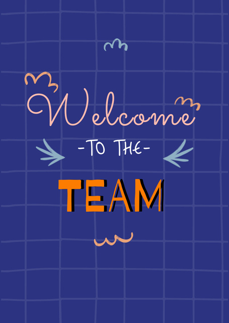 Cute Welcome Phrase On Grid Pattern Postcard A6 Vertical Tasarım Şablonu