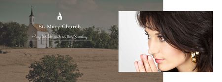 St. Mary Church with praying Woman Facebook cover Design Template