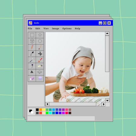 Szablon projektu cute little baby i świeże warzywa Instagram