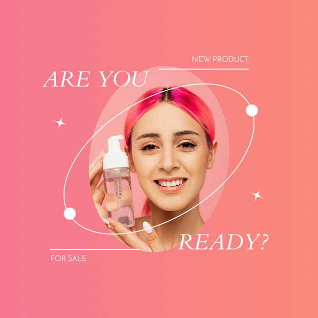 New Cosmetic Product Proposal with Beautiful Young Woman holding Lotion Instagram – шаблон для дизайну