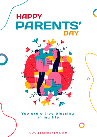 Happy Parents Day Greeting Card Poster A3 Design Template