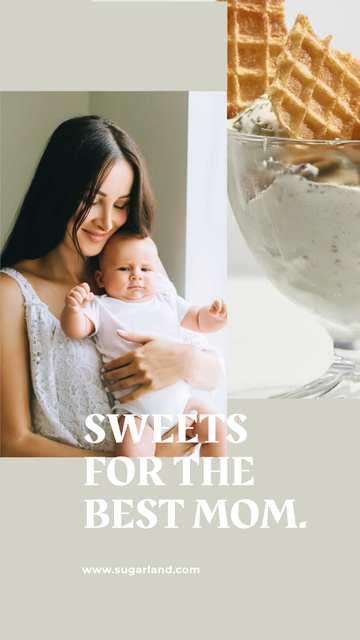 Mother's Day Sweets Offer with Mother holding Child Instagram Video Story Modelo de Design