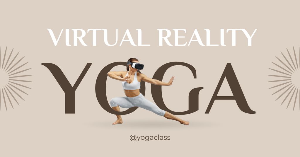 Yoga Lessons with VR Headset Facebook AD Design Template