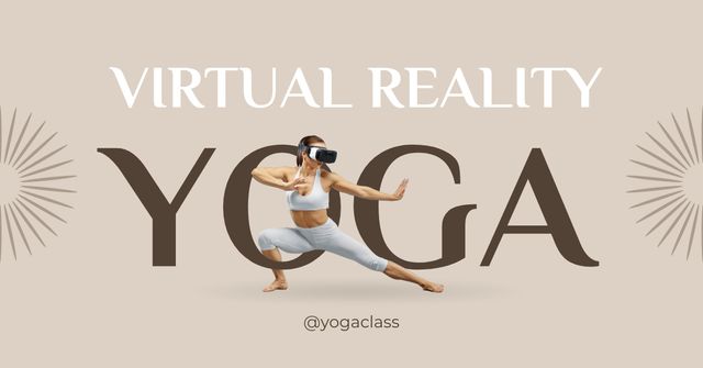 Yoga Lessons with VR Headset Facebook AD Design Template