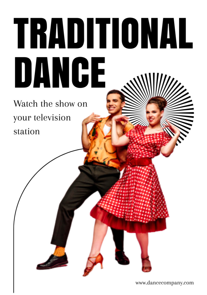 Platilla de diseño Traditional Dance Performance with Dancing Couple Flyer A5