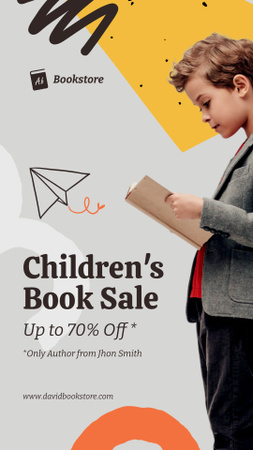 Modèle de visuel Little Boy Reading Book - Instagram Story