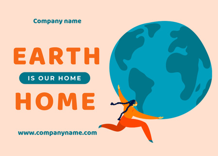 Illustration Of Earth Planet As Our Home Postcard 5x7in Design Template