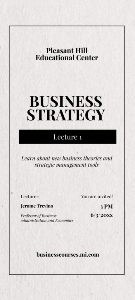 Business Strategy Lectures Invitation 9.5x21cmデザインテンプレート