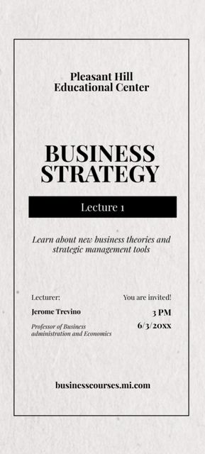 Business Strategy Lectures Invitation 9.5x21cm Design Template