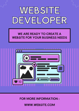 Services of Website Developer with Screen Flayer Design Template