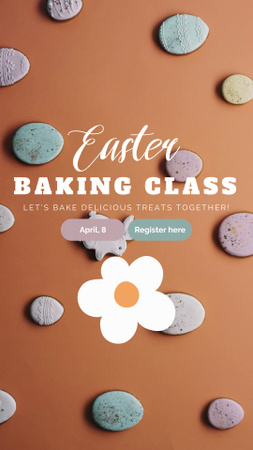 Húsvéti sütikkel való sütési osztály bejelentése Instagram Video Story tervezősablon