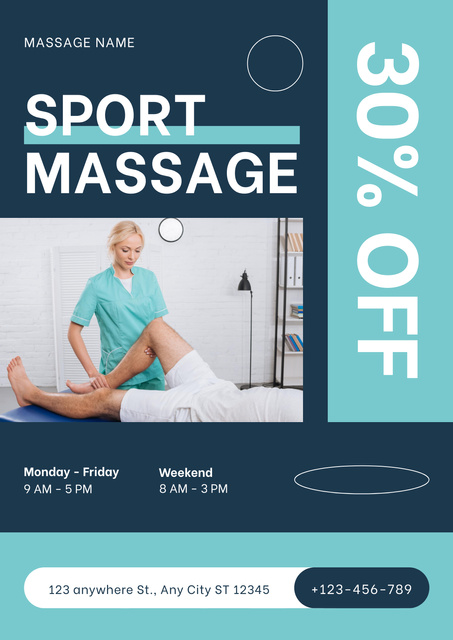 Sports Massage Discount Offer Poster Πρότυπο σχεδίασης