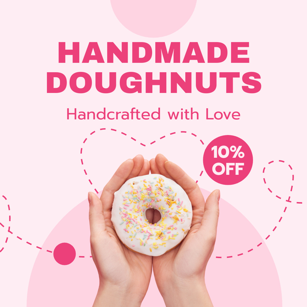 Offer of Handmade Doughnuts in Pink Instagram – шаблон для дизайну