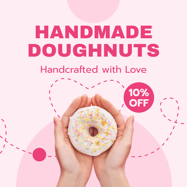 Designvorlage Offer of Handmade Doughnuts in Pink für Instagram