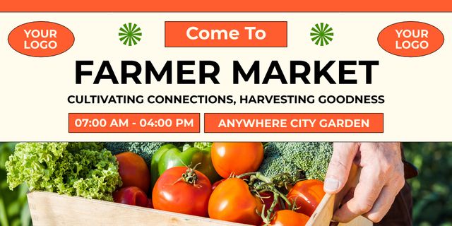 Selling Fresh Harvest at Farmers Market Twitter Šablona návrhu